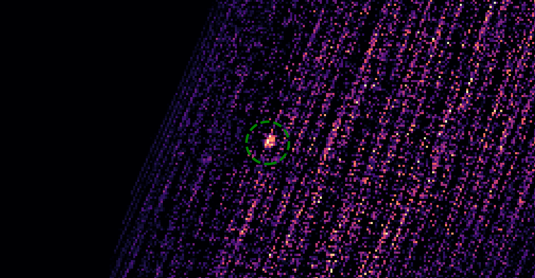 Sur cette image, l’émission de rayons X par le trou noir MAXI J0637-430. Une émission détectée par l’instrument Rexis embarqué à bord de la mission Osiris-Rex qui étudie l’astéroïde Bennu, le 11 novembre dernier. © Université de l’Arizona, MIT, Harvard, Goddard, Nasa