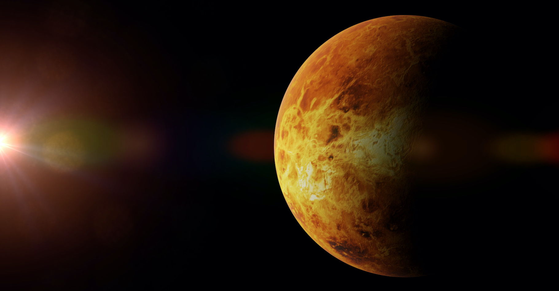 Vénus est tellement proche du Soleil qu’elle devrait être « verrouillée » par sa gravité. Un peu comme la Lune est « verrouillée » par la Terre. Mais il n’en est rien. En cause, selon des chercheurs de l’université de Californie à Riverside (UCR, États-Unis), son atmosphère dense et agitée. © dottedyeti, Adobe Stock