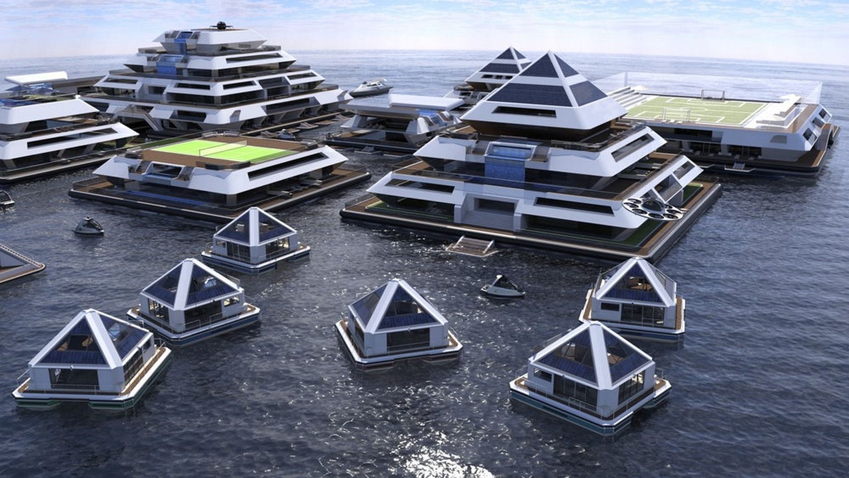 Le concept de cité flottante Waya. © Pierpaolo Lazzarini

