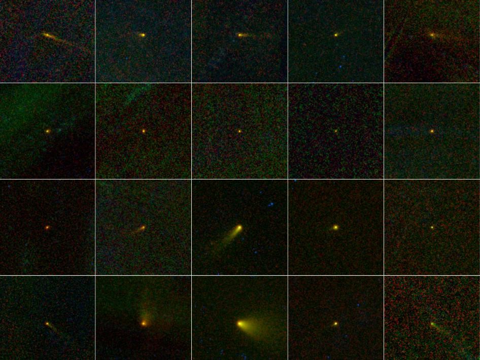 Quelques-uns des nouveaux corps célestes parmi la multitude des découvertes réalisées par la mission Wise. © Nasa/JPL-Caltech/Ucla