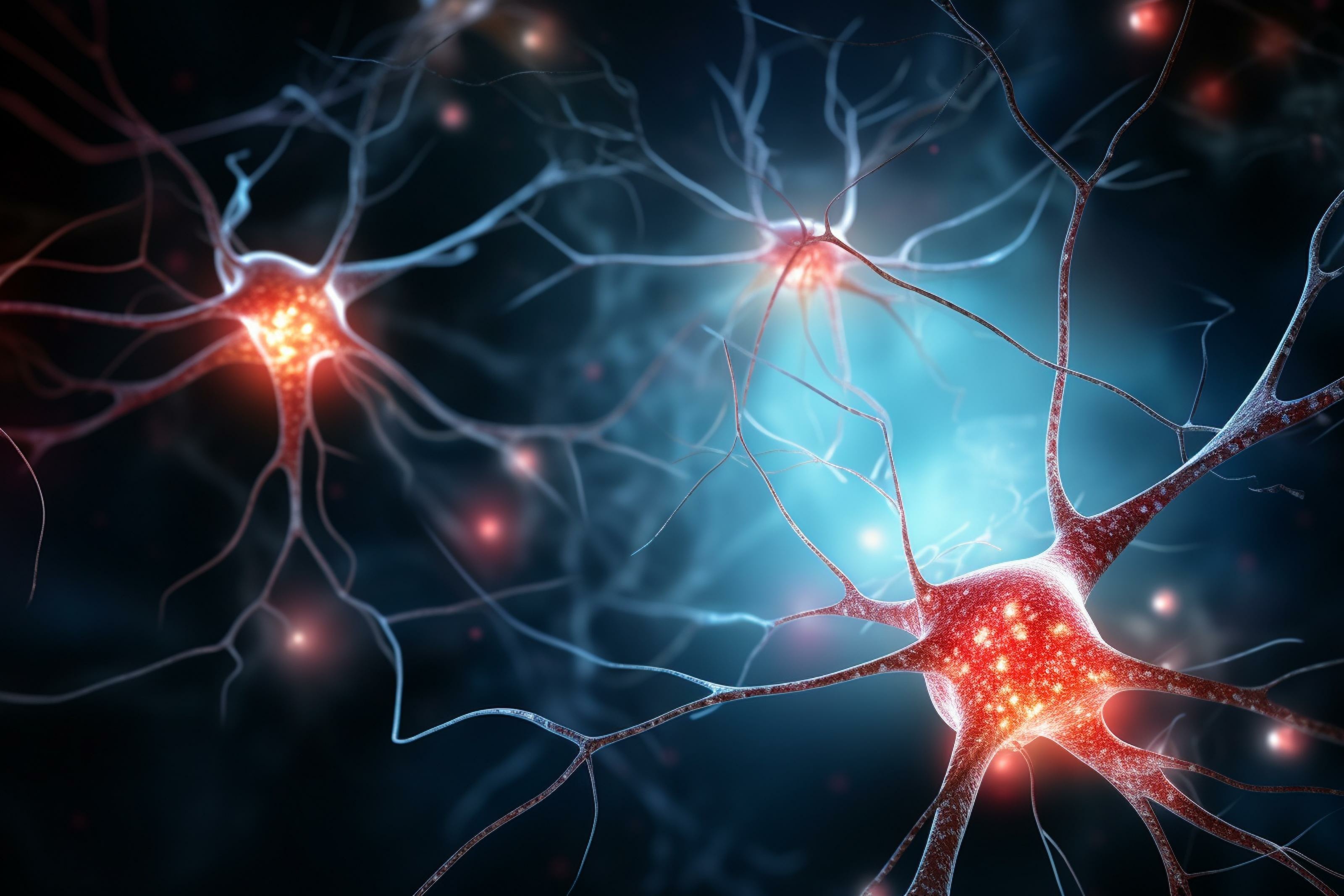 Illustration de plaques amyloïdes sur une cellule nerveuse de la maladie d'Alzheimer. © Queralt, Adobe Stock