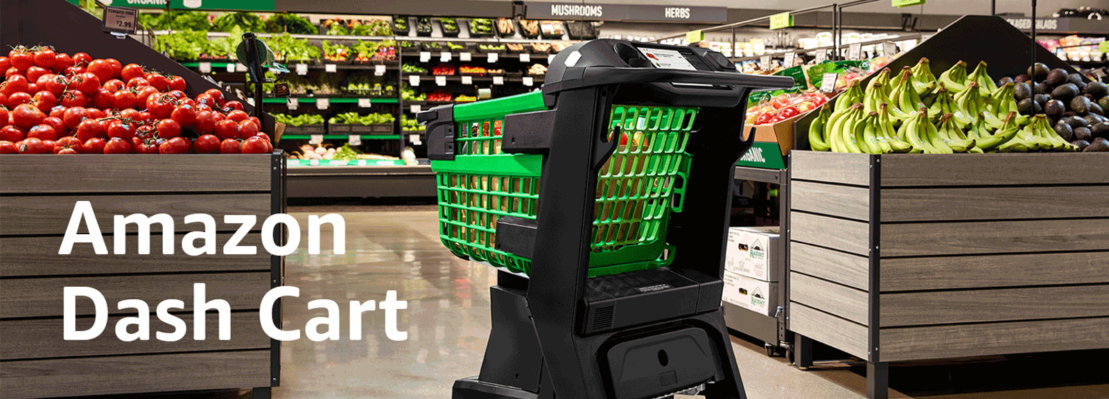 Le nouveau Dash Cart d’Amazon est un chariot de courses qui scanne automatiquement les articles. © Amazon