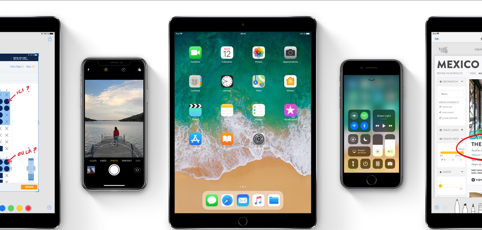 Avec iOS 11, Apple propose une mise à jour approfondie qui vient étoffer les fonctionnalités de l’iPhone et de l’iPad. Notons que le centre de contrôle d’iOS 11 intègre des boutons Bluetooth et Wi-Fi qui ne coupent pas totalement les connexions. © Apple