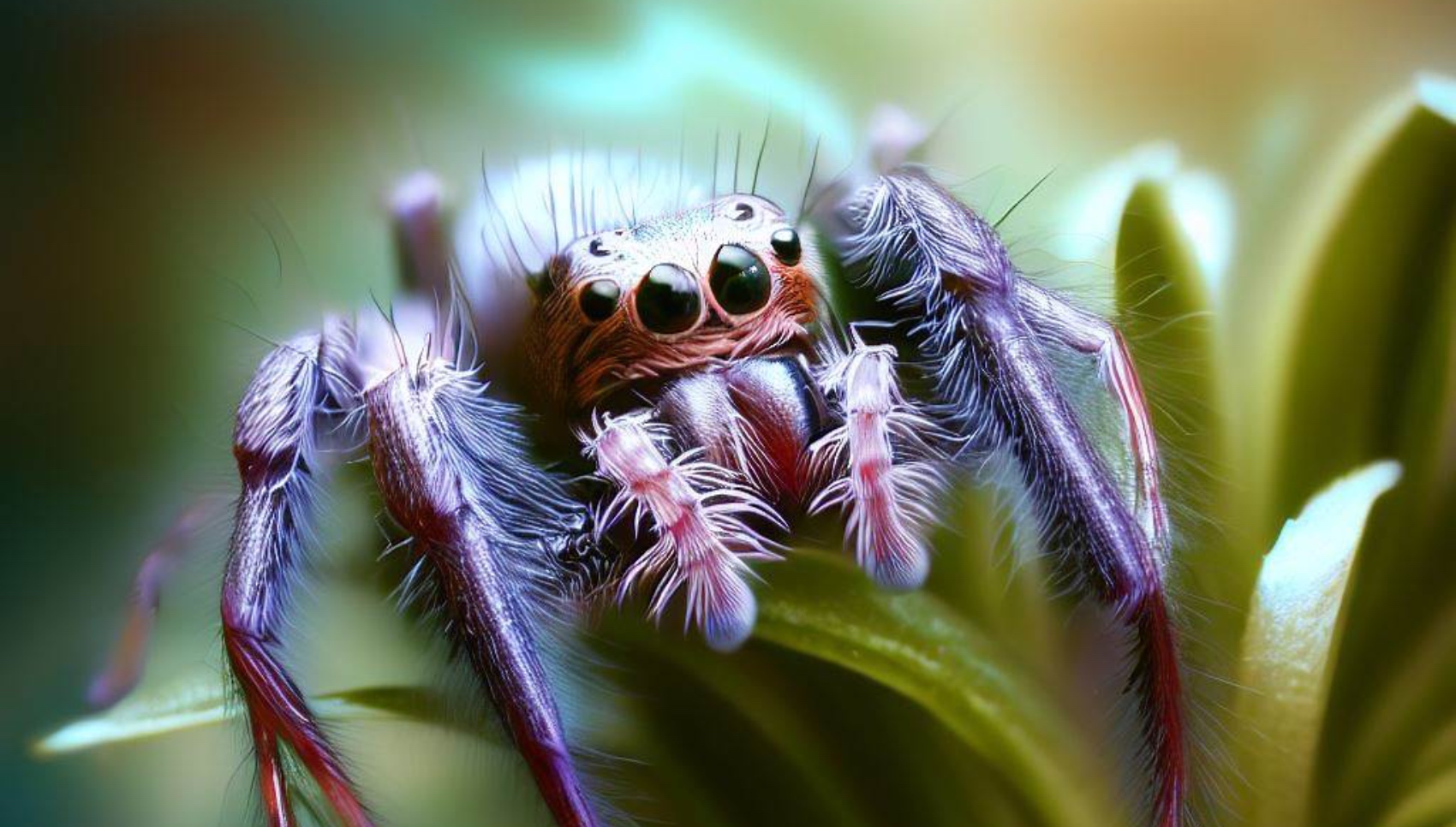 Des chercheurs de l’université de Pékin (Chine) expliquent comment Siler collingwoodi, une araignée sauteuse, a développé deux stratégies différenciées pour échapper à ses principaux prédateurs. Image générée par une IA. © X. Demeersman, Bing Image Creator