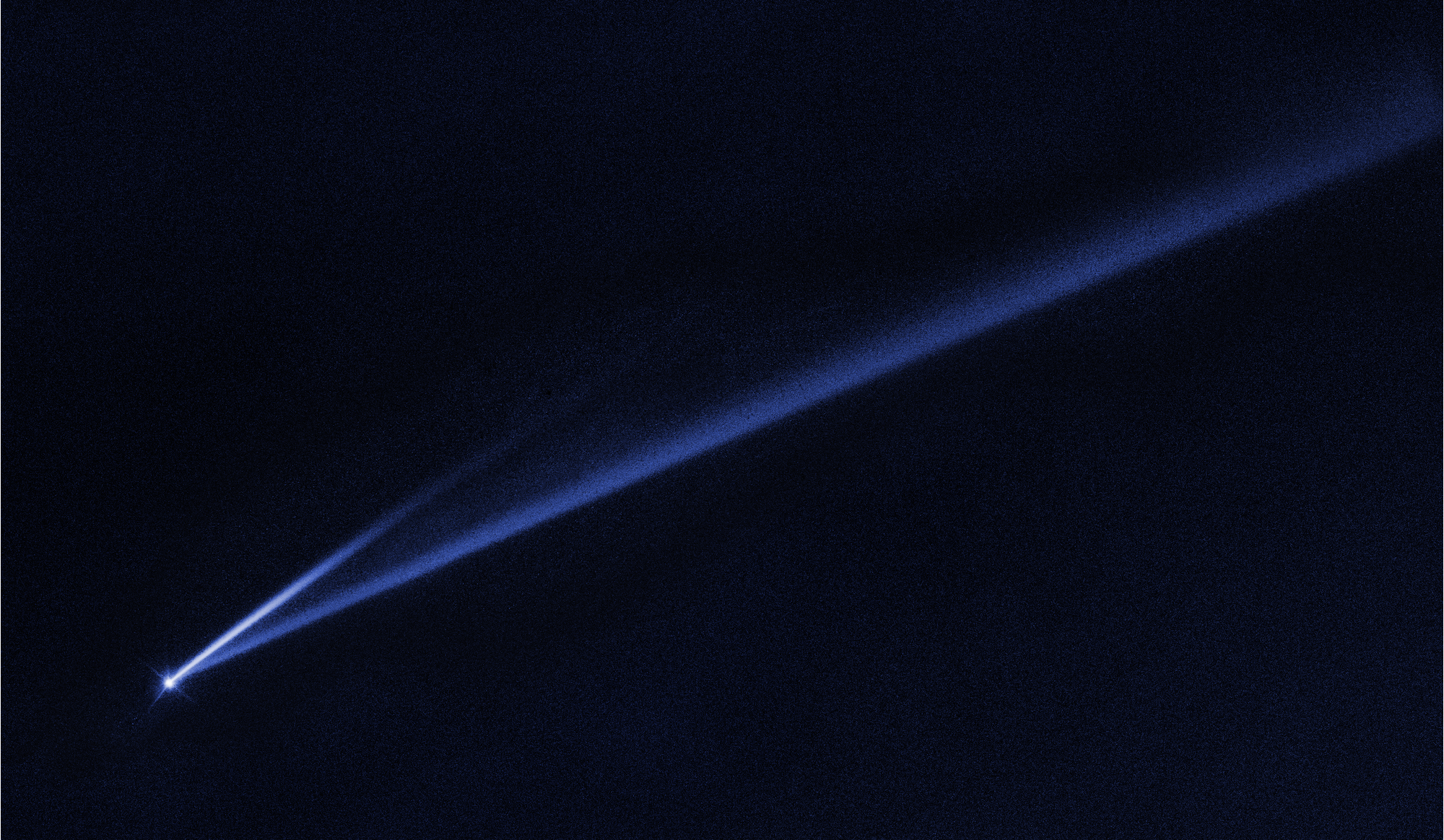 Les deux jets de poussière jaillissant de l’astéroïde Gault photographiés par le télescope spatial Hubble. © Nasa, ESA, K. Meech et J. Kleyna (University of Hawaii), O. Hainaut (ESO)