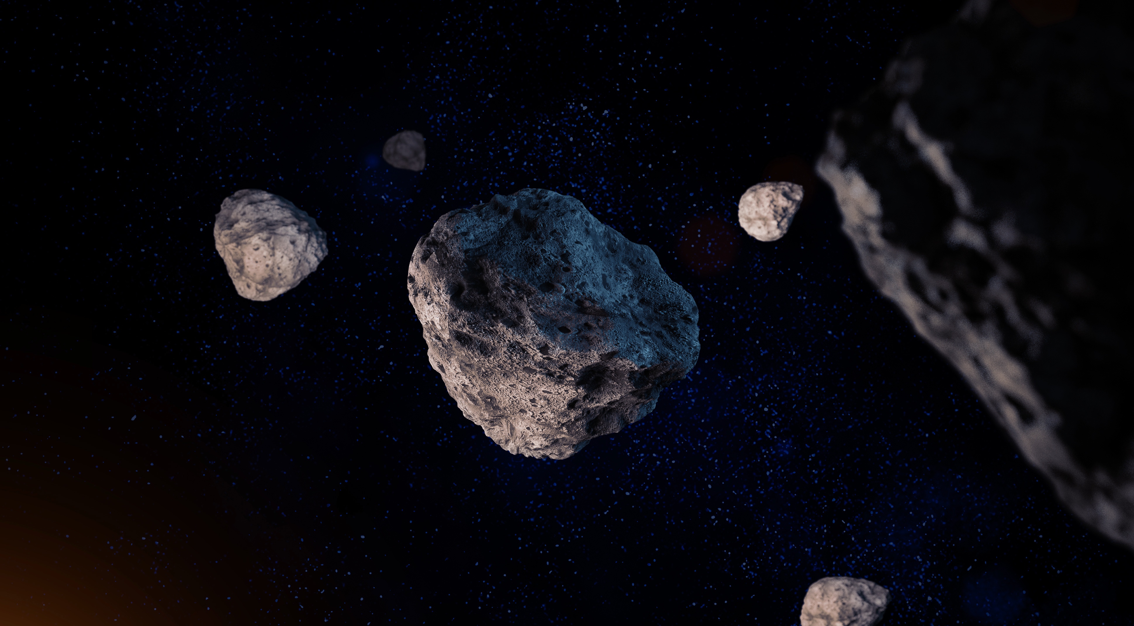 Illustration d’un cortège d’astéroïdes. © trahko, fotolia