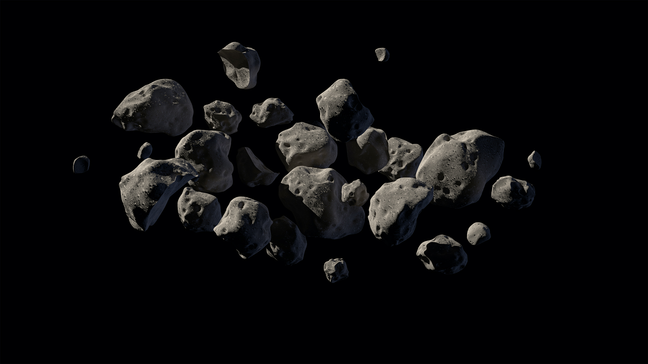 Représentation artistique d'astéroïdes. © Nasa, JPL