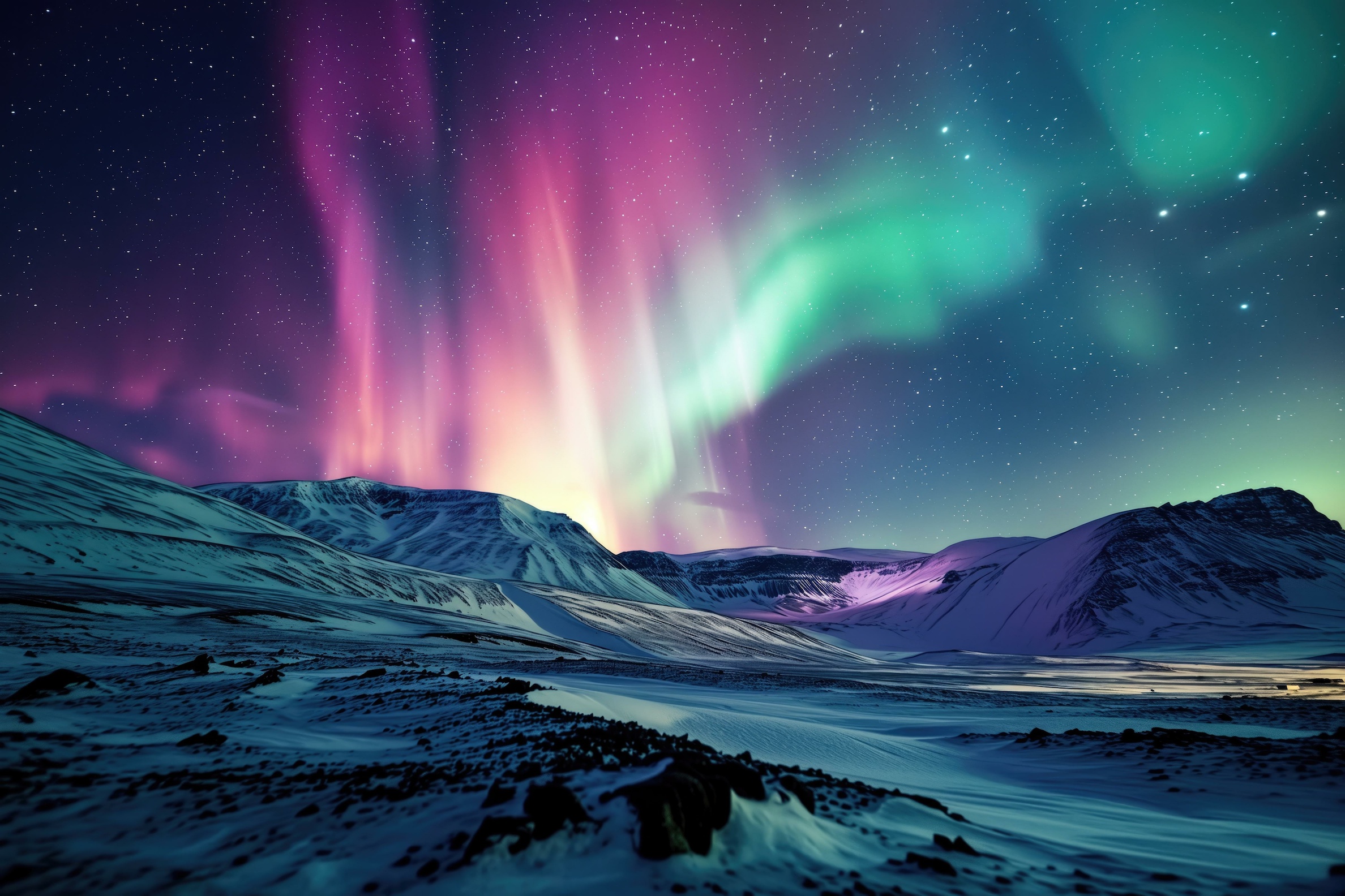 Le champ magnétique, auquel on doit les aurores boréales, existerait depuis au moins 3,7 milliards d'années (image générée par IA). © Skyfe, Adobe Stock