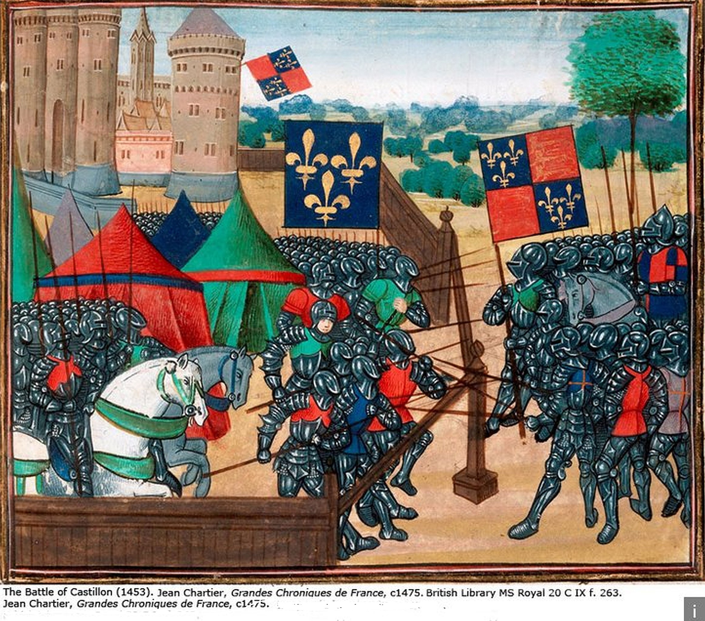 Bataille de Castillon-sur-Dordogne,  issue des Grandes Chroniques de France. © Auteur inconnu. Wikimedia Commons. Domain Public