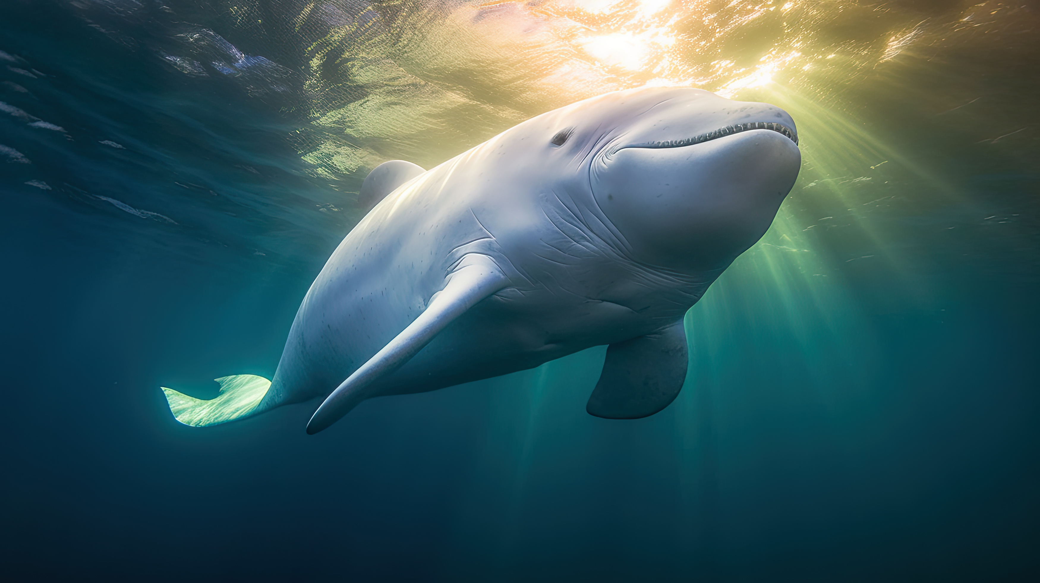 Le béluga, comme la baleine ou le dauphin, est un mammifère marin, appartenant à la famille des cétacés. Il vit dans les eaux du Nord de notre Planète. © Robert Herhold, Adobe Stock  