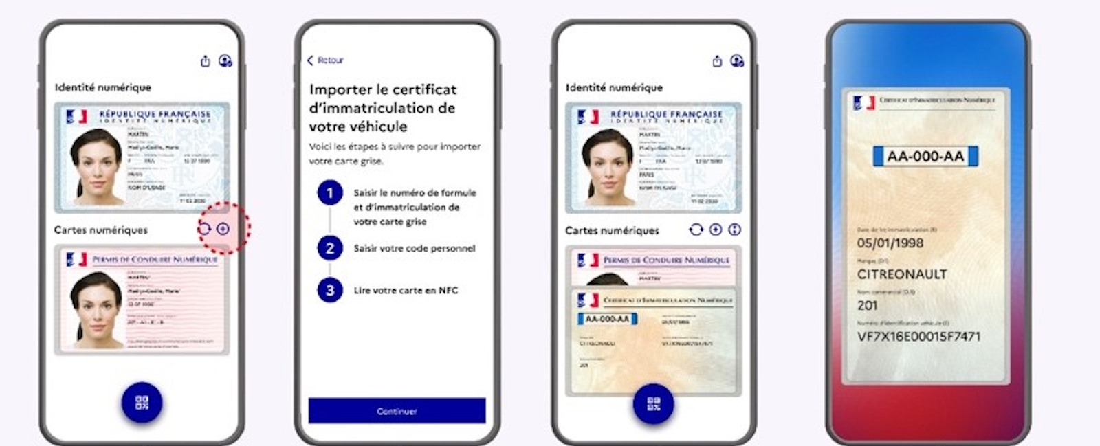 Les cartes grises sont désormais disponible en version numérique sur le smartphone. © France Identité