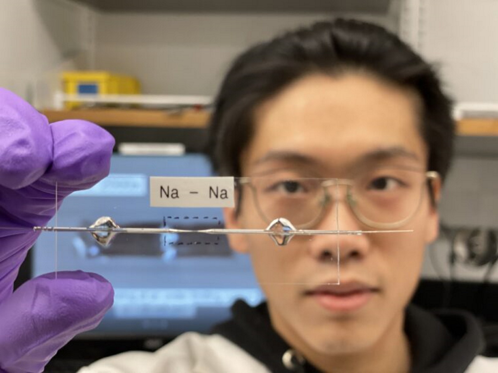 Cette cellule capillaire transparente a permis aux chercheurs de développer une batterie sodium-ion sans anode. © Bai Lab
