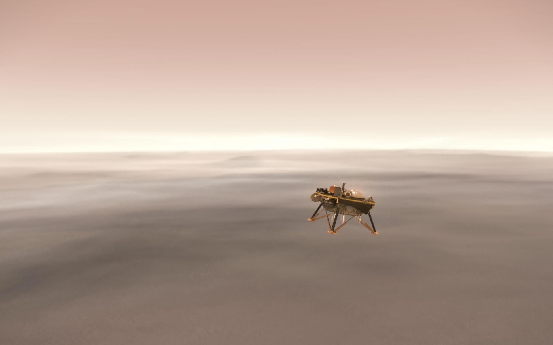 Le choix du site d’atterrissage du rover est toujours un casse-tête pour les scientifiques. En image, la descente du robot InSight. © Nasa, JPL