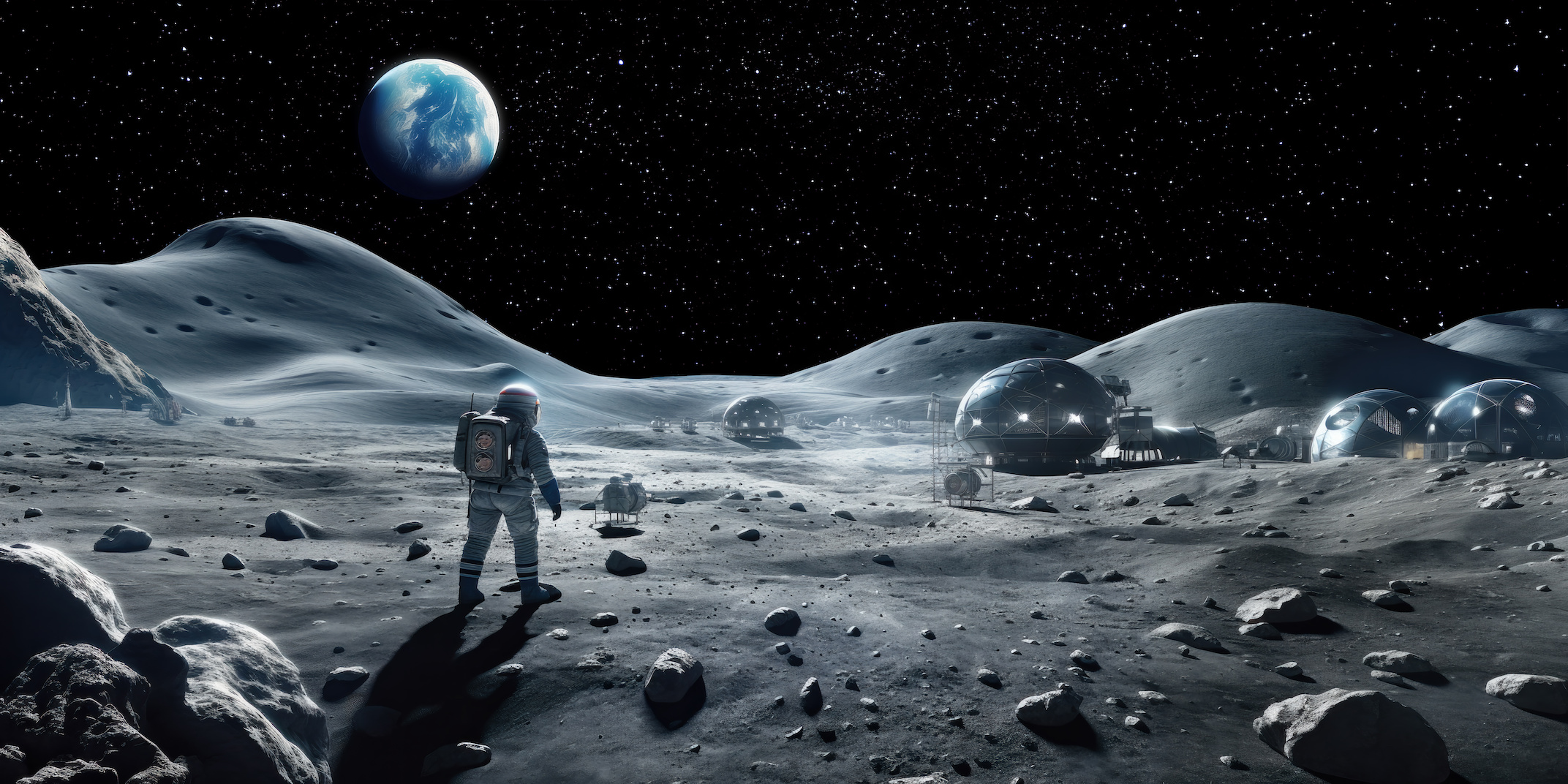 Concept de base lunaire futuriste. © ChaoticDesignStudio, Adobe Stock