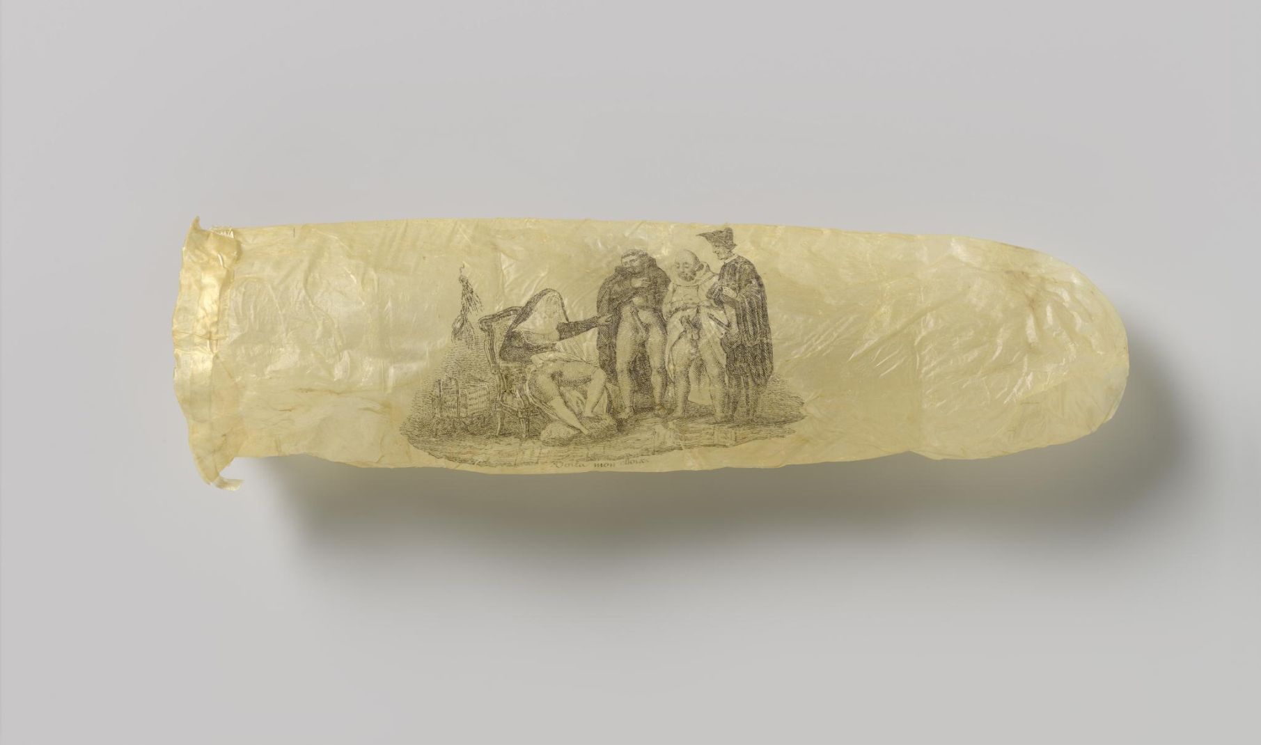 Ce préservatif, presque bicentenaire, est probablement fabriqué à partir d'un appendice de mouton. © RijkMuseum