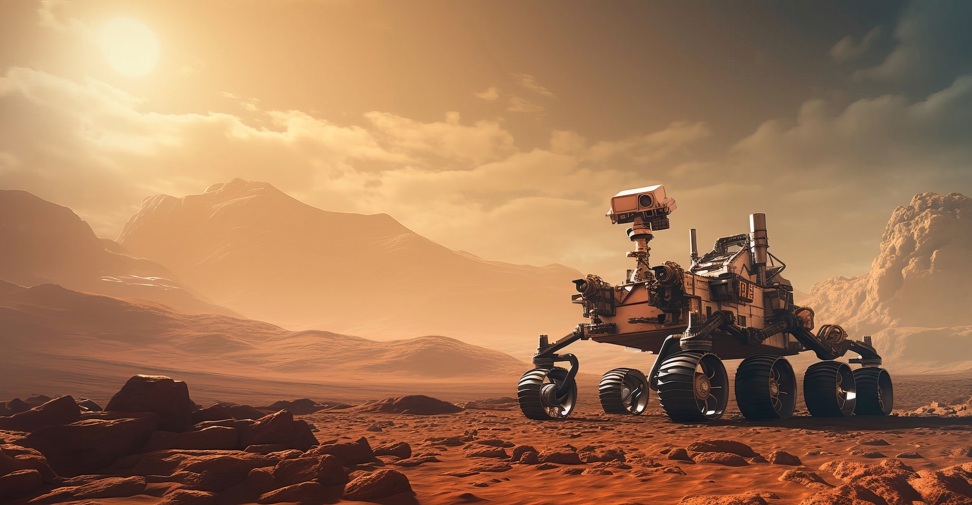 Perseverance à la surface de Mars. Imagée générée à l'aide d'une IA. © Viktor, Adobe Stock