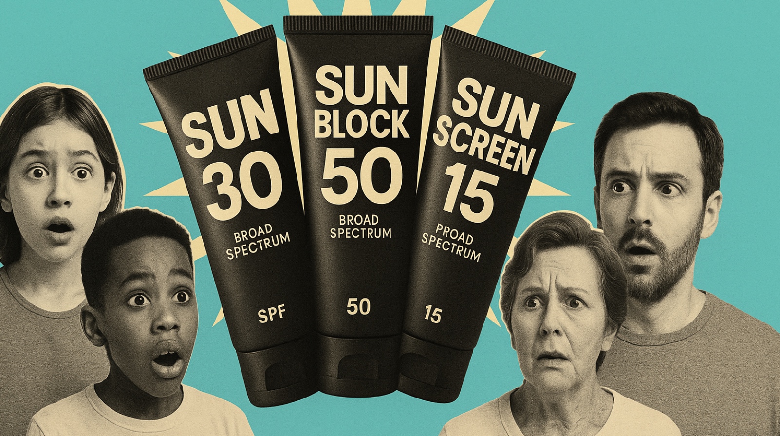 Des crèmes solaires sont affichées à 0,99 €, 1,50 € ou 5 € mais sont dangereuses pour la santé. © XD avec ChatGPT