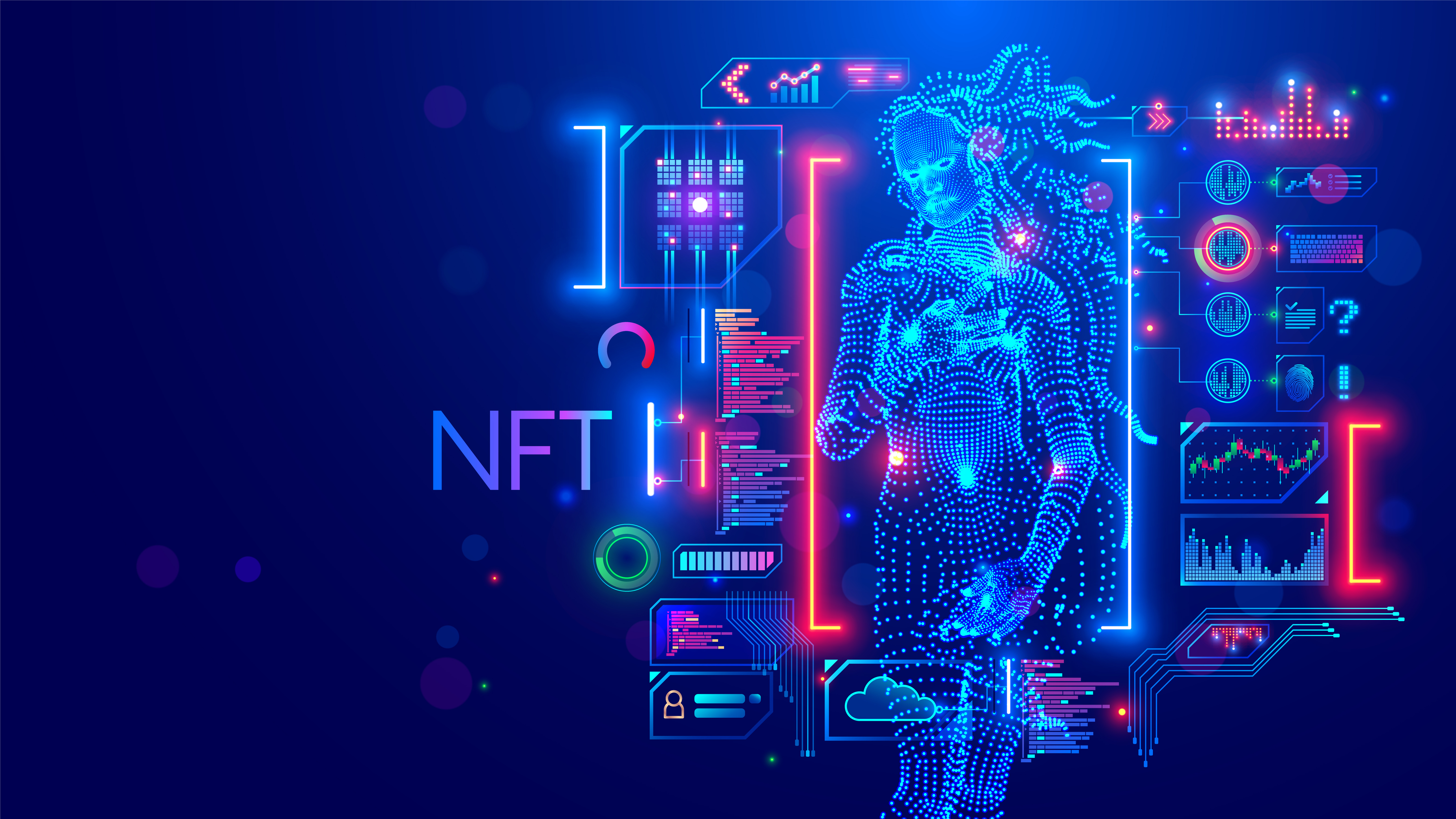 Représentation conceptuelle d'un NFT&nbsp;à partir de La Naissance de Vénus&nbsp;de Botticelli. © AndSus, Adobe Stock