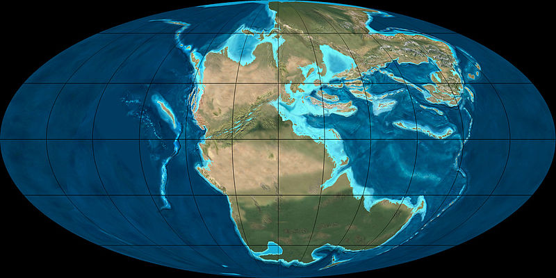 Répartition des masses continentales durant le Trias supérieur, voici 220 millions d'années. © Ron Blakey, NAU Geology, Wikimedia Commons, cc by sa 3.0