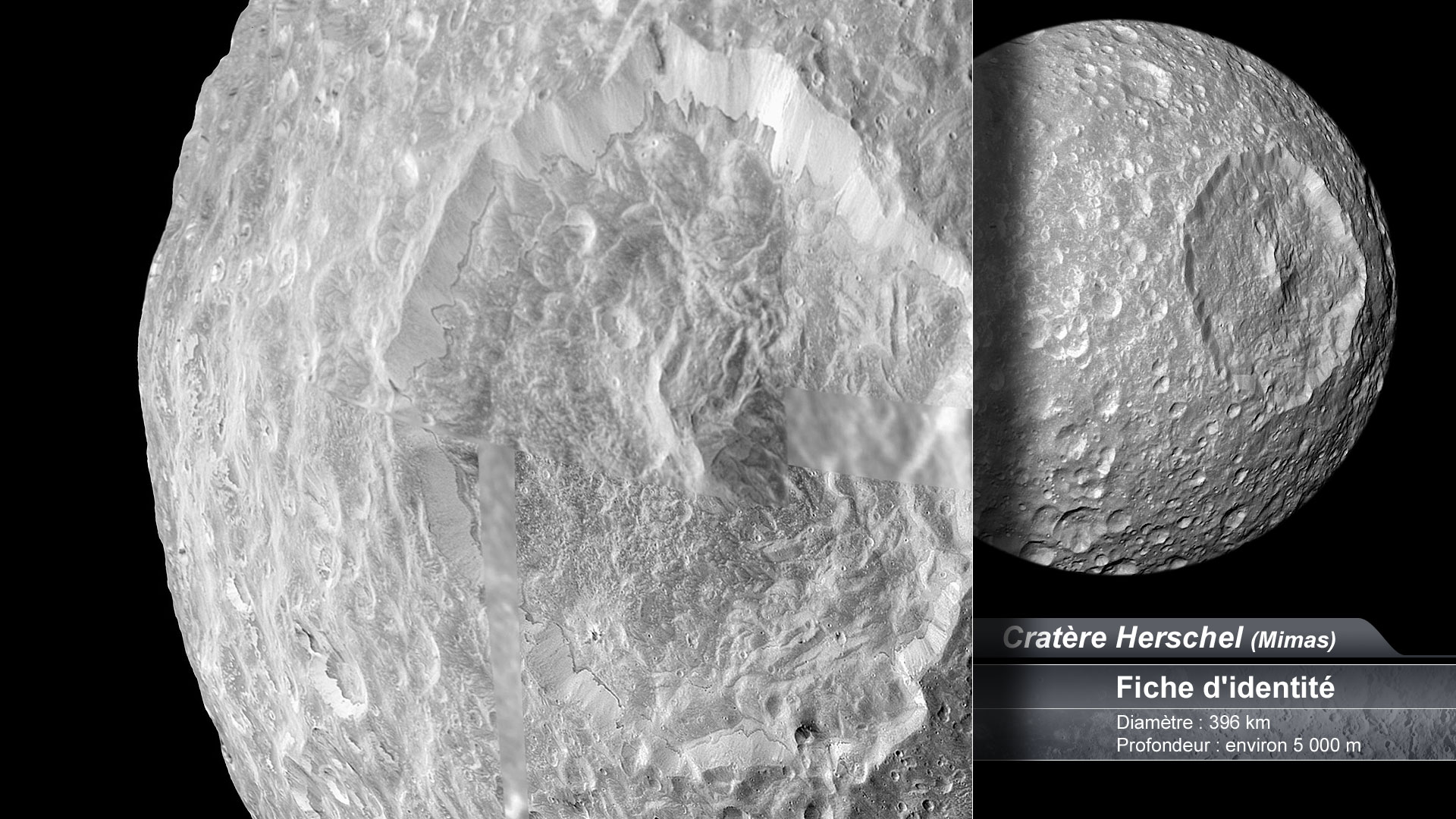 Cratère sur Mimas, lune de Saturne
