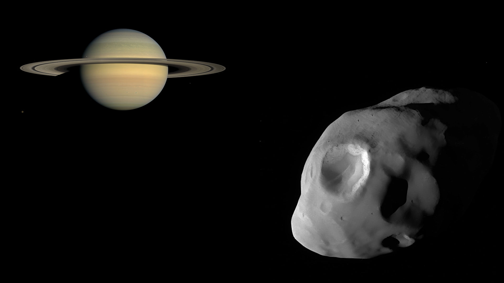 Saturne et sa lune Pandore
