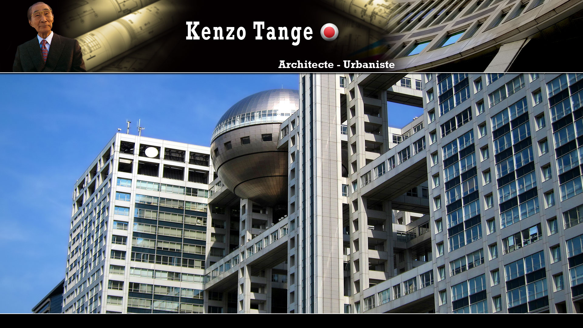 Fuji TV Building à Tokyo par l'architecte Kenzo Tange