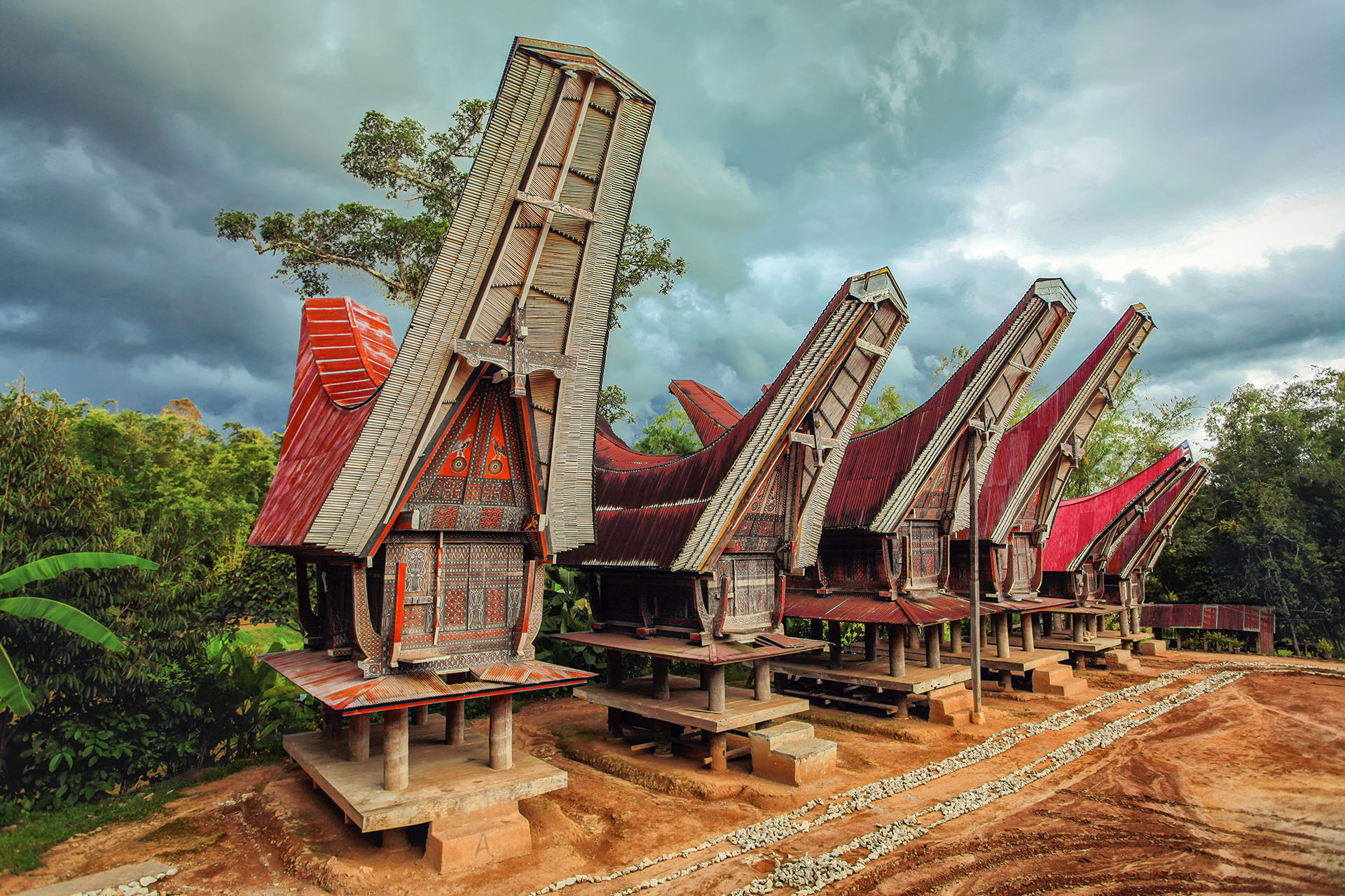 Indonésie : « Tongkonan », maison ancestrale traditionnelle des Toraja, au Sulawesi