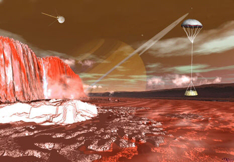 Huygens descendant doucement vers la surface de Titan
