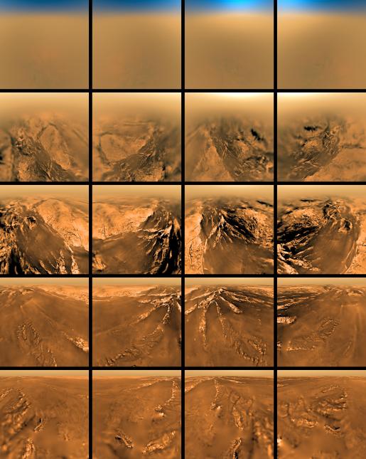 Images de la descente de Huygens sur Titan (quatre points cardinaux)