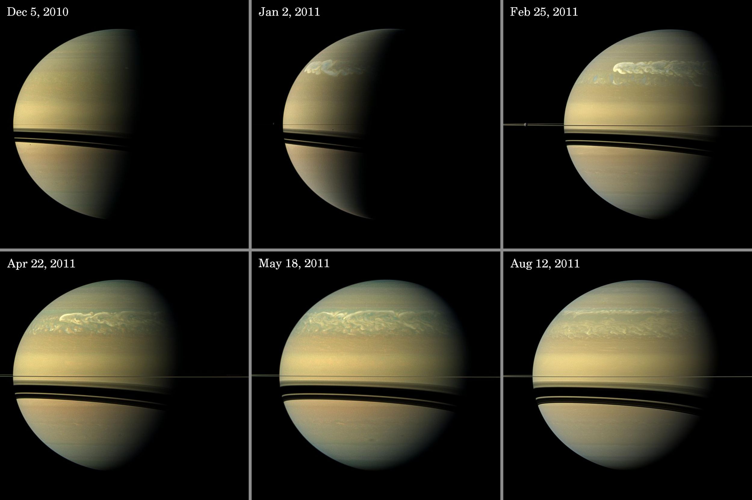 Tempête sur l'hémisphère nord de Saturne vue par Cassini