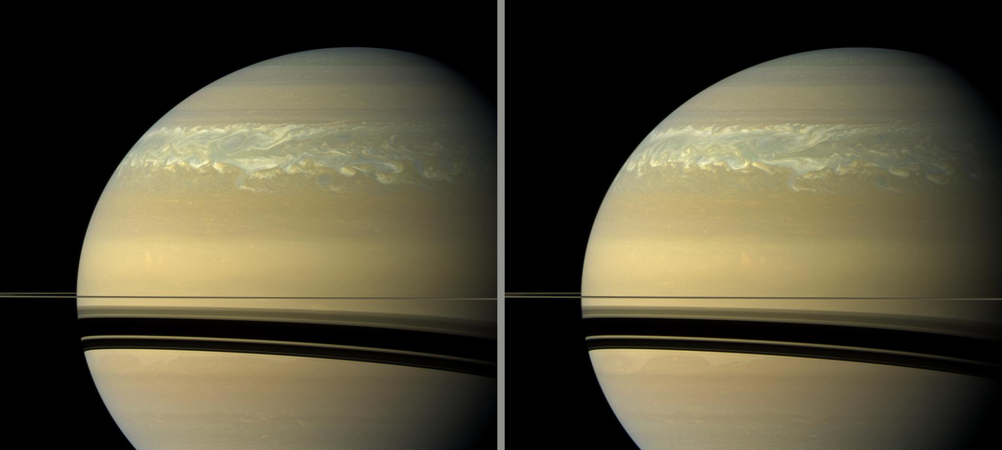 Tempête sur l'hémisphère nord de Saturne