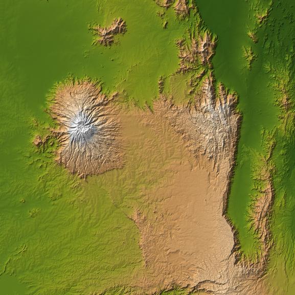 Le mont Elgon, en Afrique, vu de l'espace