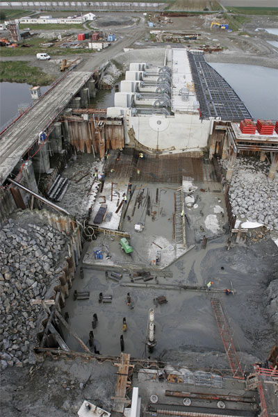 Barrage de Couesnon : le chantier sur la rive est