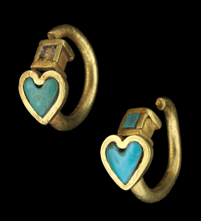 Boucles d’oreilles en or et turquoise du Ier siècle