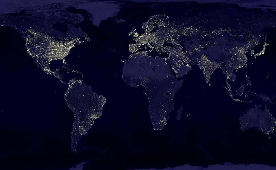 Carte du monde révélant l'urbanisation
