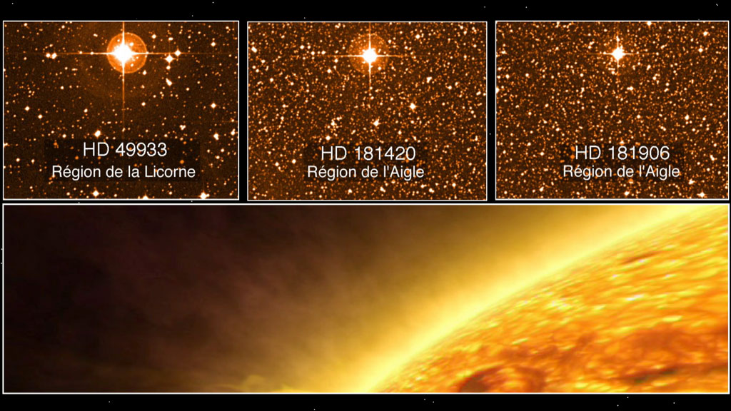 Trois étoiles observées par la sonde CoRoT