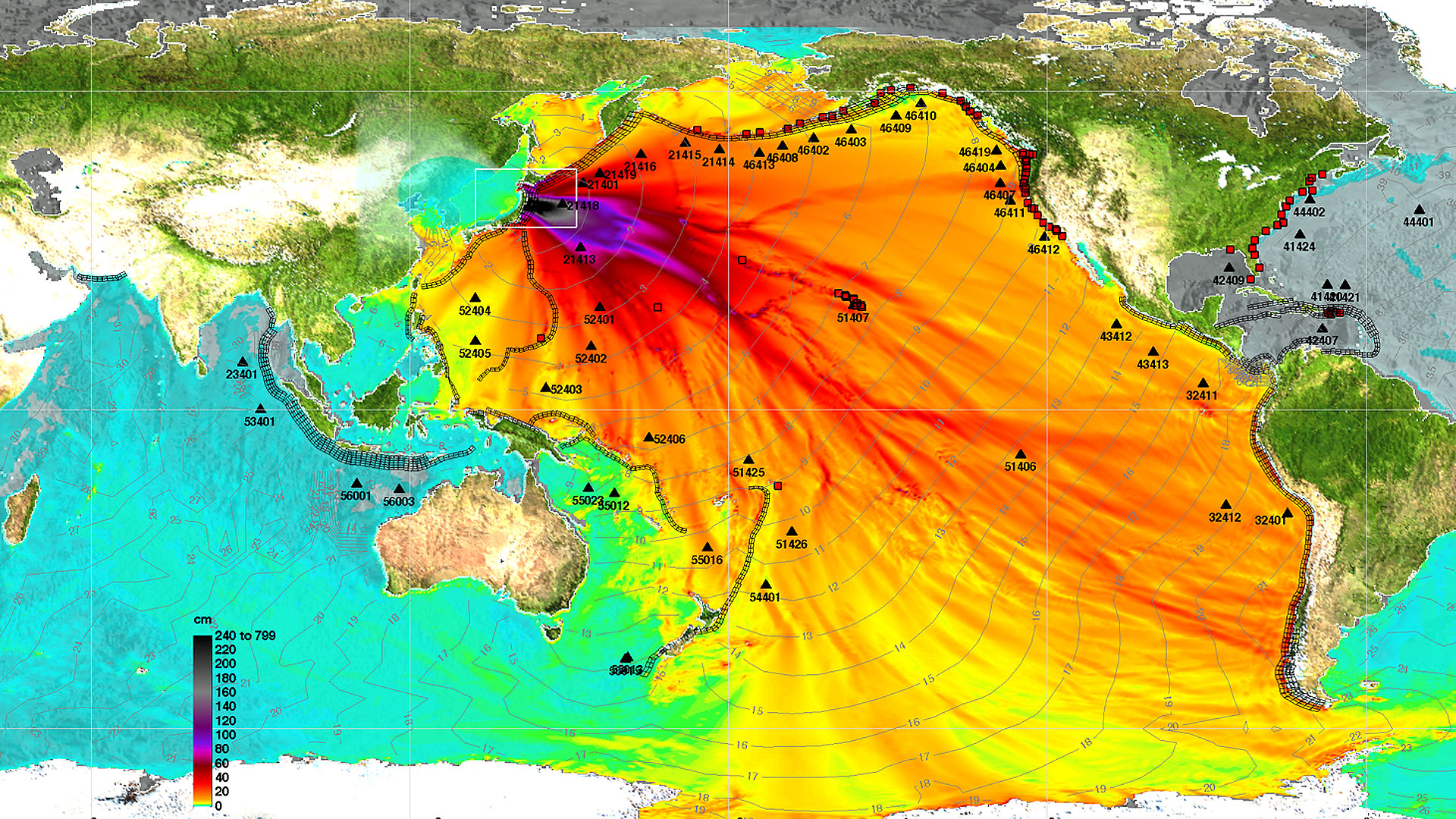 Aéroport de Sendai. Le séisme d'une magnitude de 9 qui s'est produit le 11 mars 2011 a provoqué un tsunami de 10 mètres de hauteur, qui s'est abattu sur les côtes au niveau de l'aéroport de la ville, en emportant tout ou presque sur son passage. © Google, Digital Globe, Geo Eye