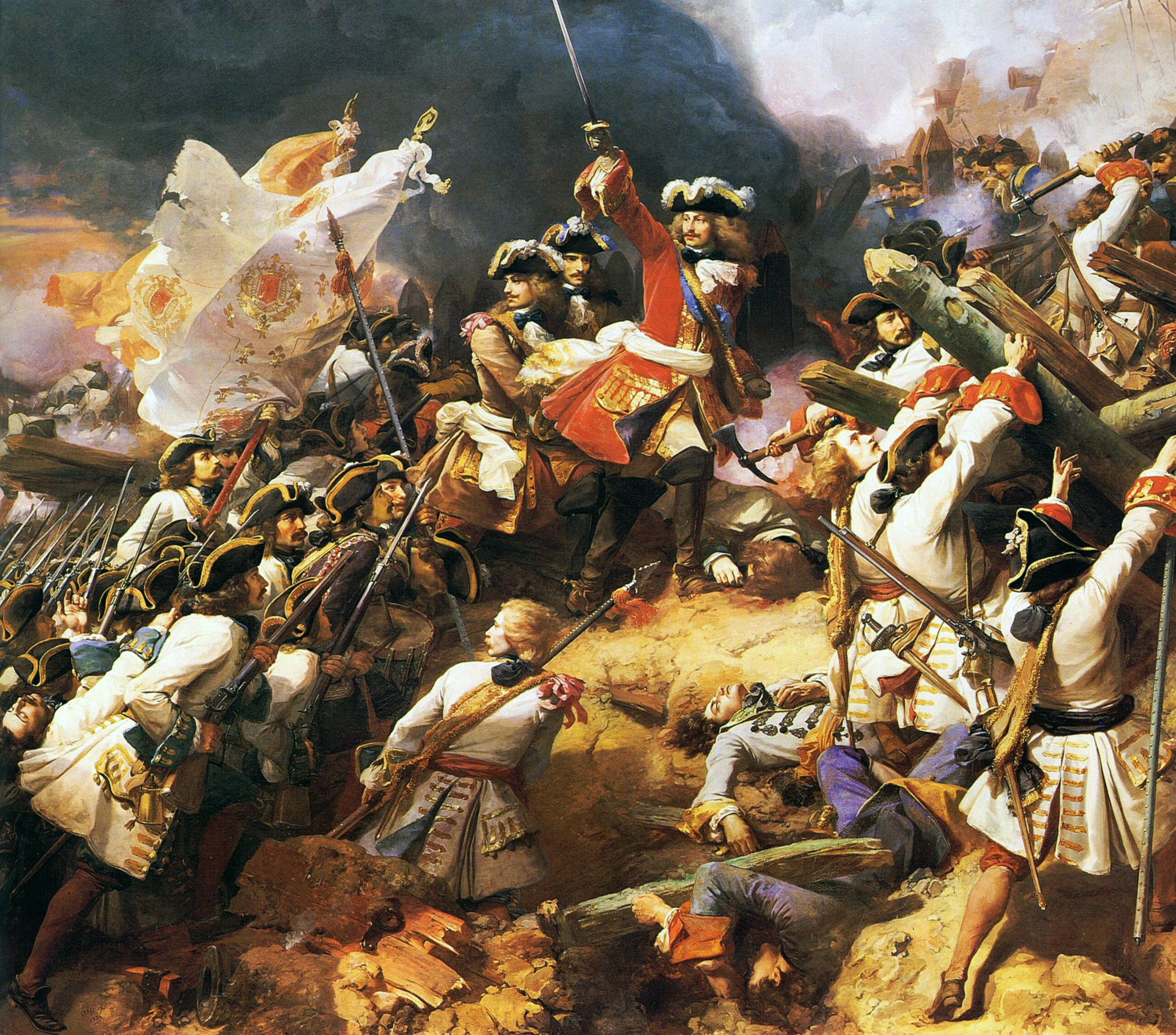 Le Maréchal de Villars, lors la bataille de Denain pendant la Guerre de succession d'Espagne (1712). © Peinture de Jean Alaux. Musée de Château de Versailles, Wikimedia Commons, DP