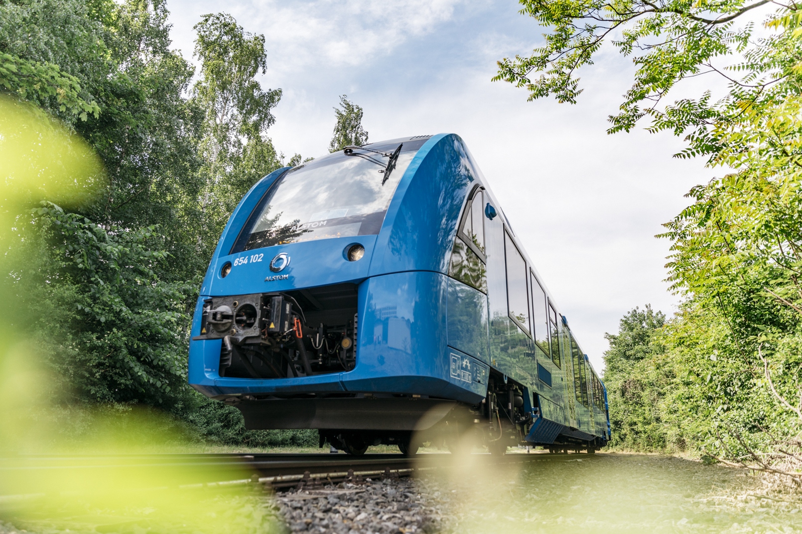 Le train à hydrogène Coradia iLint fabriqué par Alstom comprend deux rames. © René Frampe