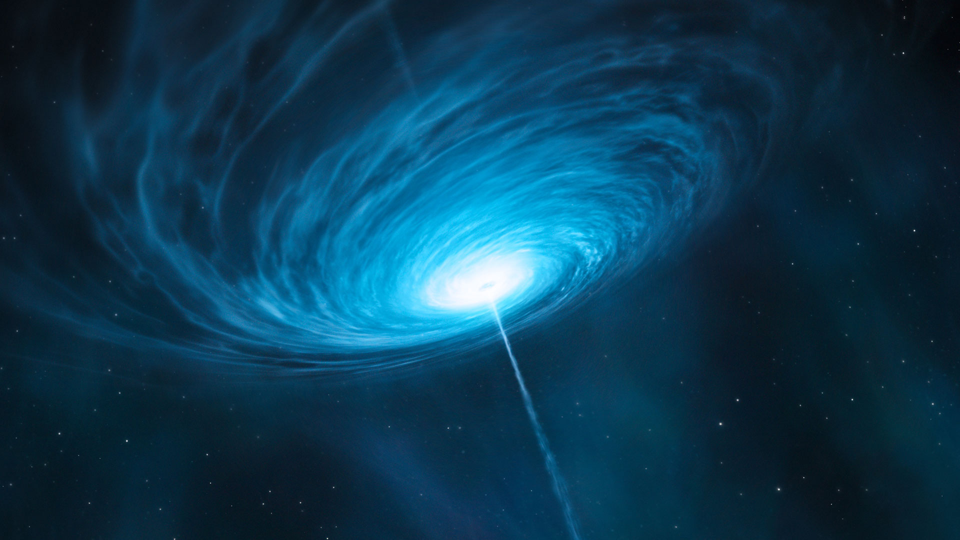 Croix d'Einstein. Objet 2237 0305. L'image d'un quasar lointain est multipliée par le champ gravitationnel d'un objet massif qui se trouve juste entre ce quasar et nous. La lumière provenant des quatre images entourant le point central a été émise par le même objet !