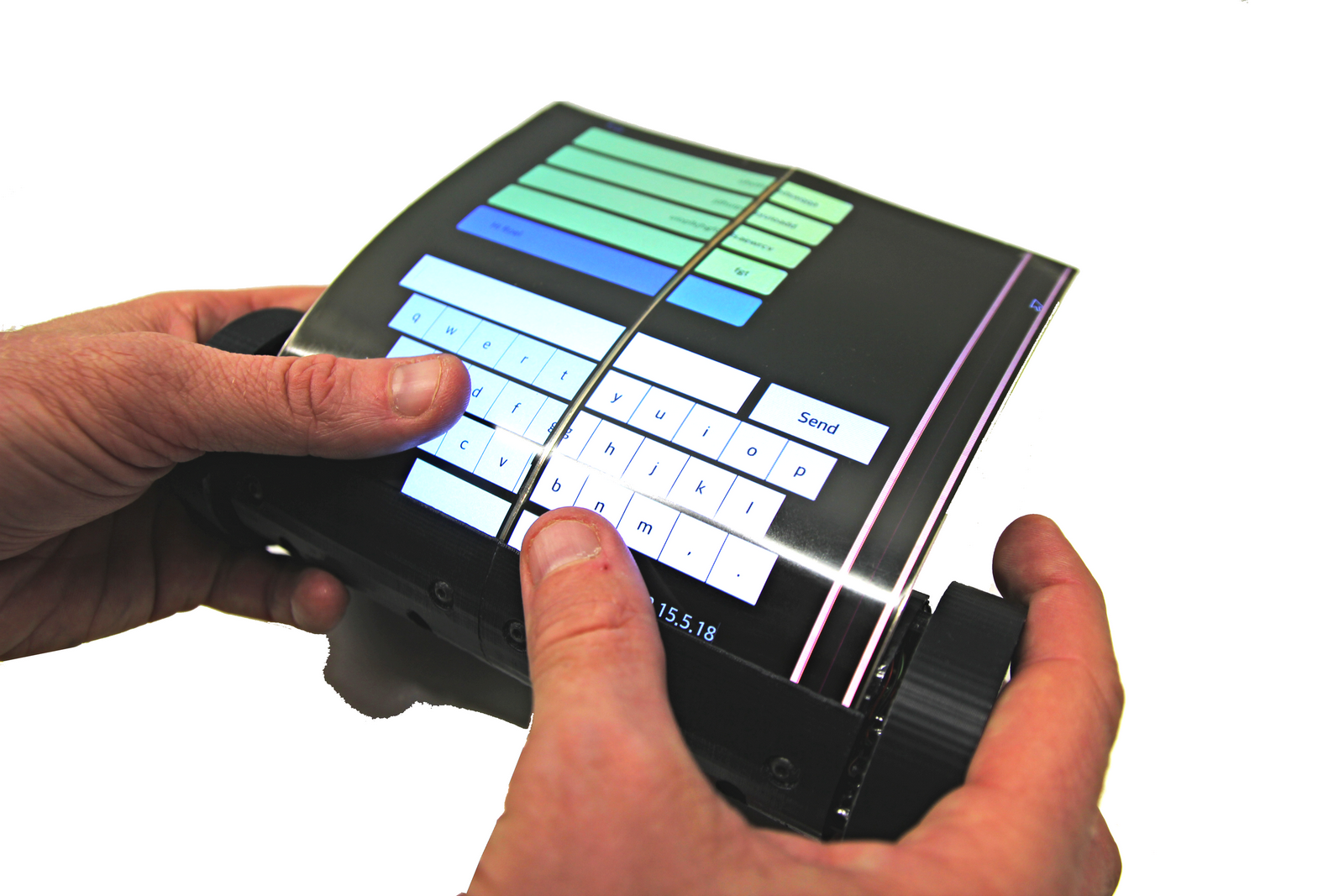 La tablette-smartphone MagicScroll est équipée d'un écran flexible de 7,5 pouces. © Human Media Lab.