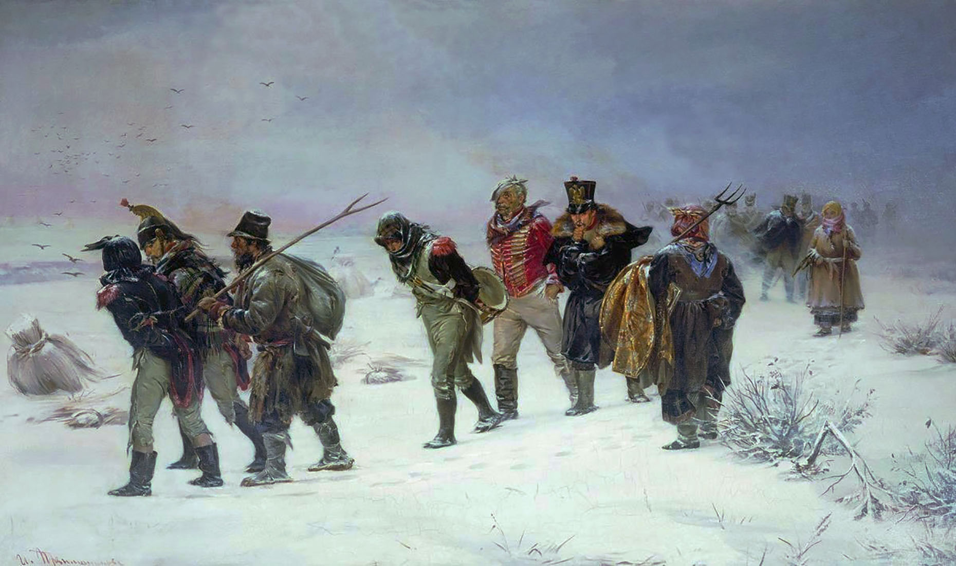 Napoléon et les soldats de la campagne de Russie