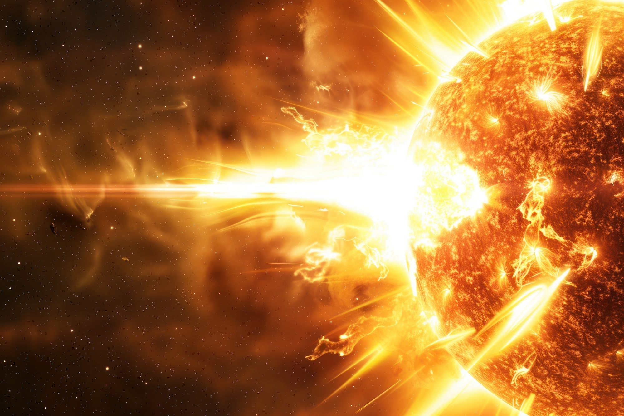 Un image d'artiste d'une éruption solaire. © Ольга Лукьяненко, Adobe Stock