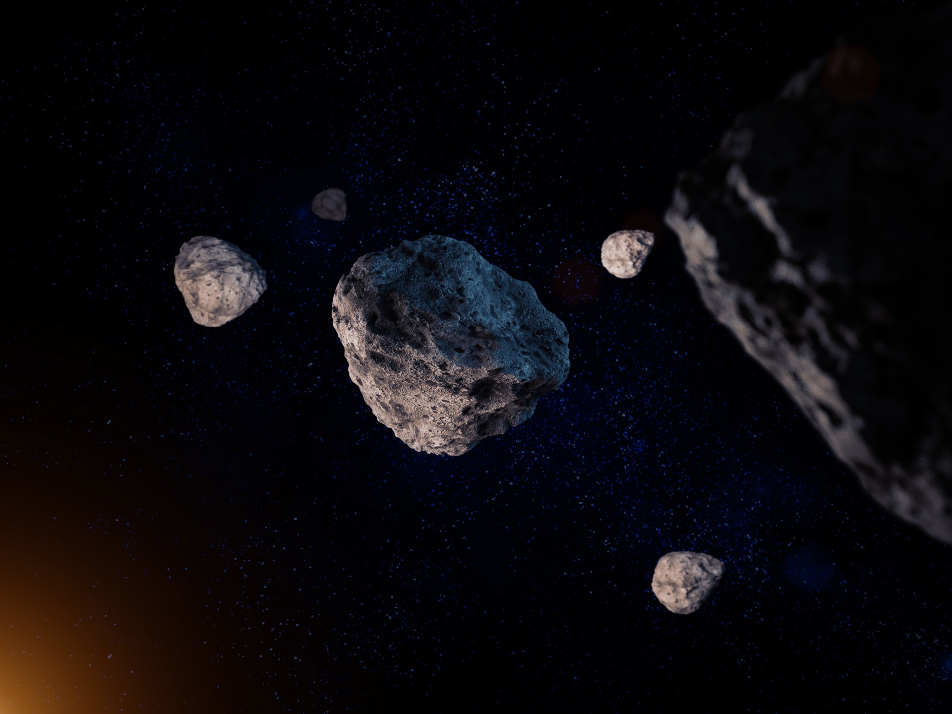 La ceinture principale d'astéroïdes regorge d'astéroïdes inhabituels dont le plus intrigant&nbsp;est Elektra : une troisième lune vient d'être découverte en orbite autour.&nbsp;© trahko, Adobe Stock