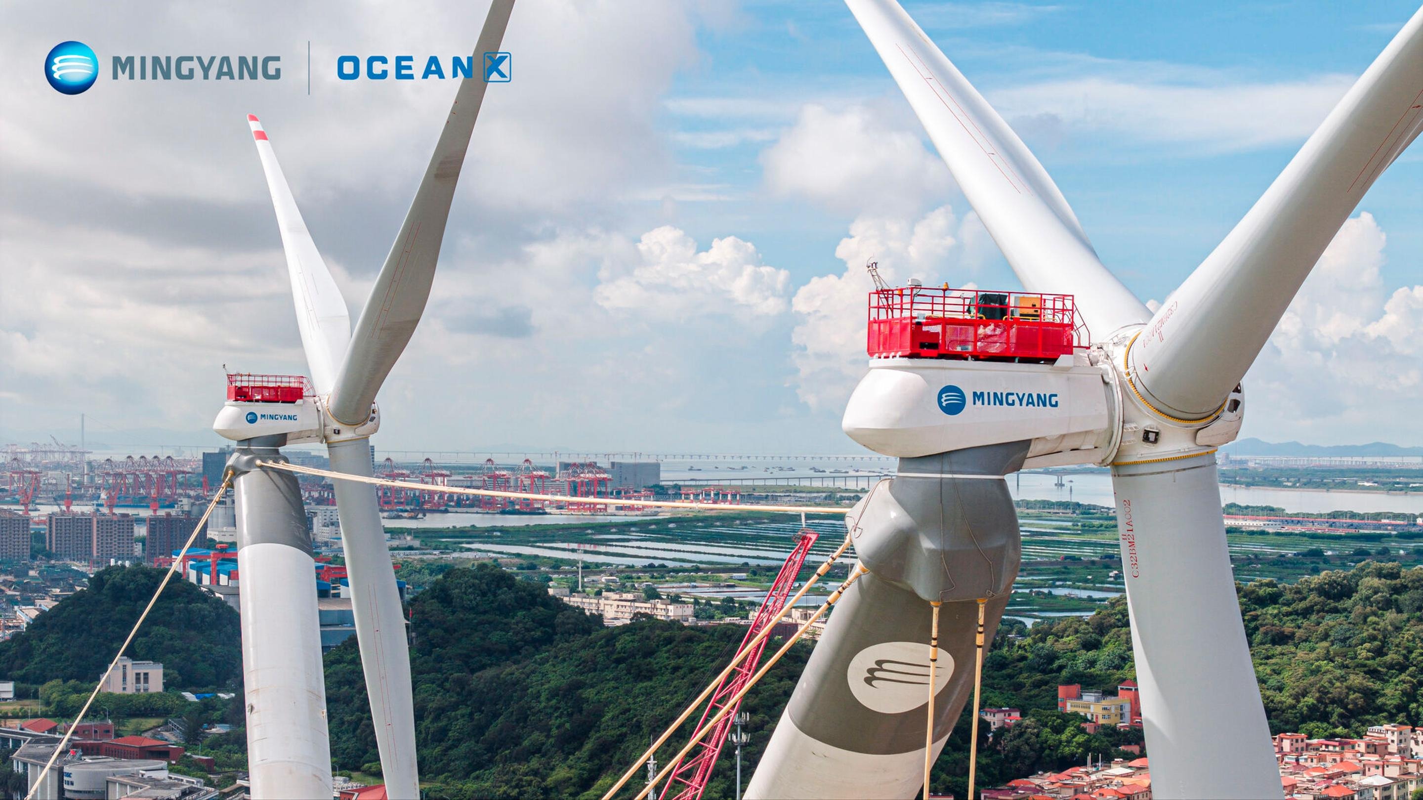 Vu d'en haut, l'OceanX et son système à haubans qui assure une efficacité structurelle maximale. © Mingyang Smart Energy