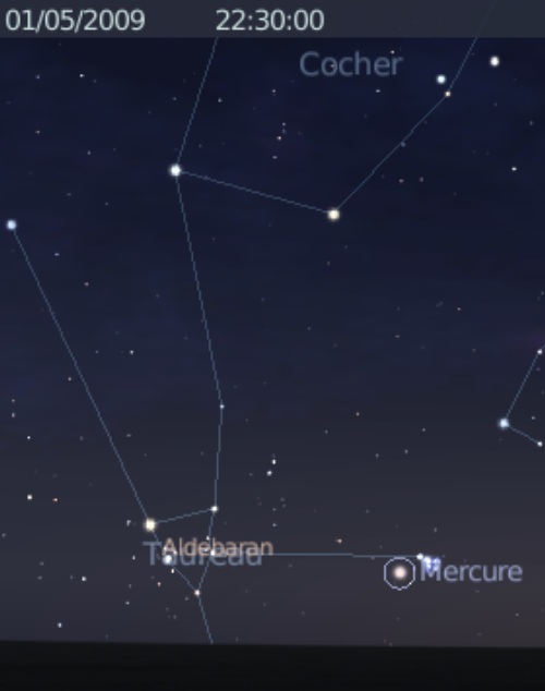 La planète Mercure est en rapprochement avec les Pléiades