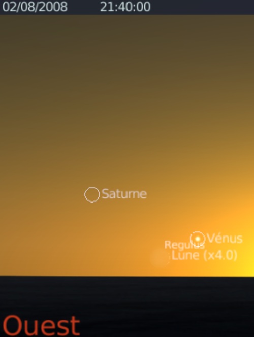 Le très fin croissant lunaire est en rapprochement avec la planète Vénus