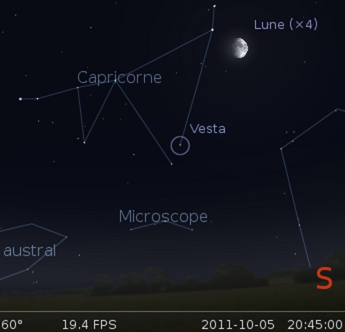 La Lune en rapprochement avec Vesta