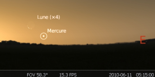 La Lune est en rapprochement avec la planète Mercure