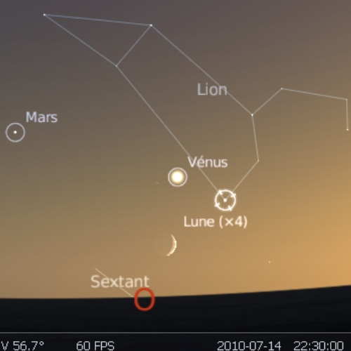 La Lune est en rapprochement avec la planète Vénus et l'étoile Régulus
